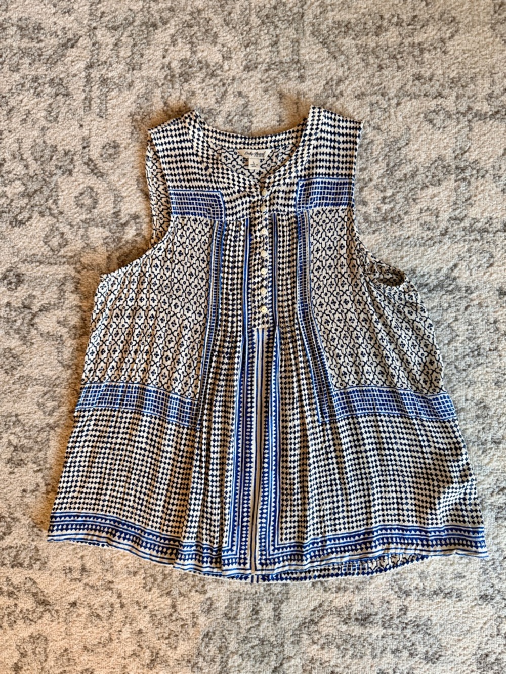 Lucky Brand blue/off white sleeveless blouse - L